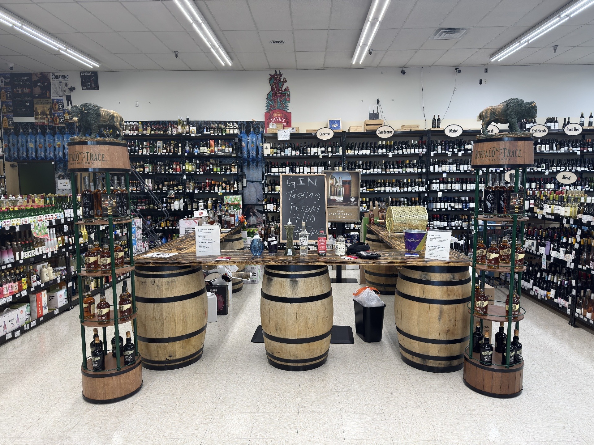 Barrel tasting bar where we host weekly tastings